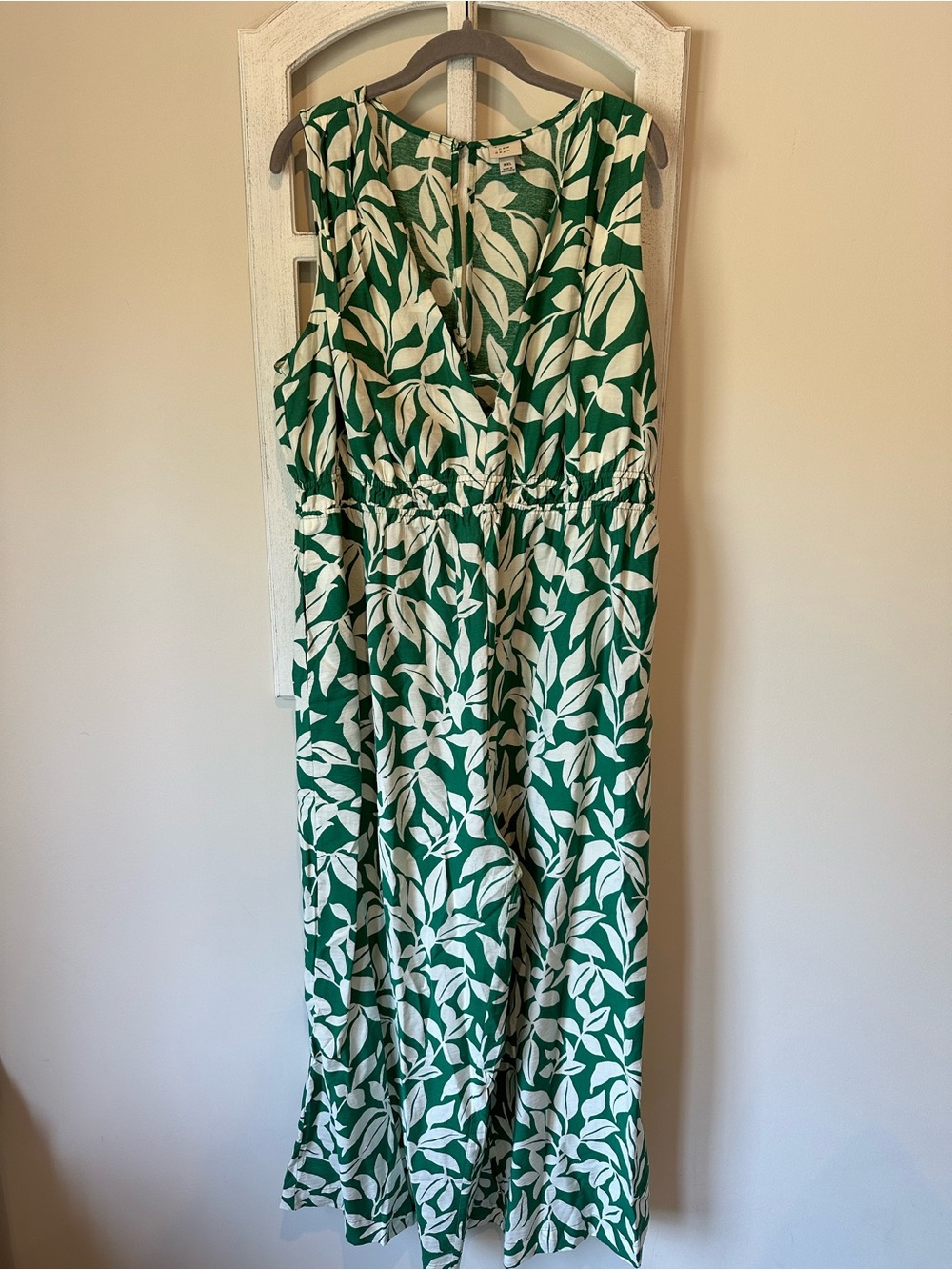 a New Day Green and White Leaf Print jumpsuit